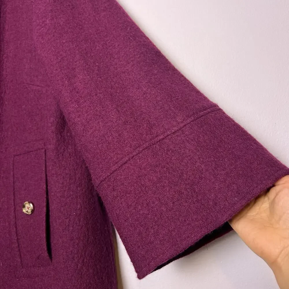 Chico's Women's Burgundy Wool Swing Jacket Sz XL Zip Up